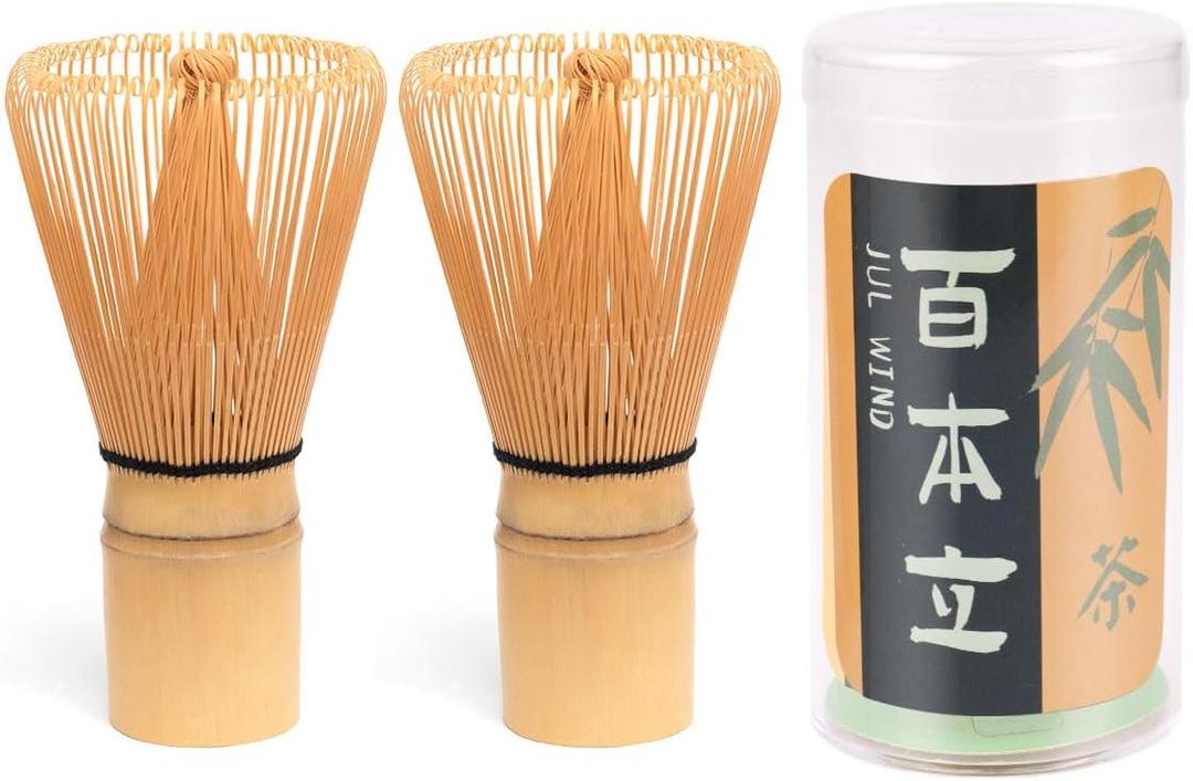 Matcha Whisk - 2-pack Bamboo matcha Whisk set, Handcrafted Traditional Japanese Chasen, 100-Prong Matcha Stirrer Wisk Mixer Brush for Authentic Matcha Tea Preparation