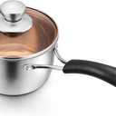 P&P CHEF 1 Quart Saucepan Small Pot, Stainless Steel Saucepan with Lid, Small Sauce Pan for Home Kitchen Restaurant Cooking, Visible Glass lid & Bakelite Heat-Proof Handles,Dishwasher Safe, 1 Pc