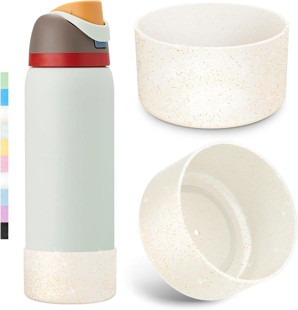 3 x 2PCS Diamond Silicone Boot for Owala Water Bottle, Anti-Slip Protective Sleeve for Owala Twist,FreeSip and Flip Stainless Steel Water Bottle, BPA-Free, Dishwasher Safe, Accessories (32 Ounces, Transparent Gold)