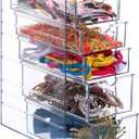 5-Drawer Clear Plastic Hair Accessories Organizer Box, Large Capacity Hair Organizer Storage for Bathroom, Dresser, Office, and Closet