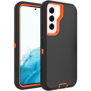 Case for Galaxy S22, Heavy-Duty Tough Rugged Shockproof Drop Protective Cover Cases for Samsung Galaxy S22, Black+Orange