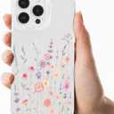 Compatible with iPhone 16 Pro Max Clear Case, Trendy Cute Floral Flowers Slim Anti-Yellowing TPU Shockproof Aesthetic Protective Phone Case Cover for Women Girls 6.9"