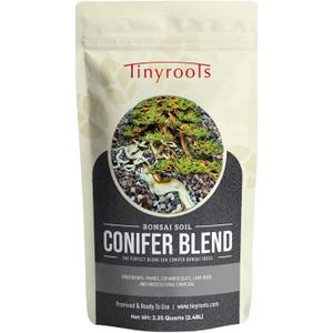 Tinyroots Conifer Bonsai Soil Blend  2.25 Quarts - Formulated and Pre-Mixed for Junipers, Japanese Black Pines, White Pines, Cedar, Cypress and All Other Conifers