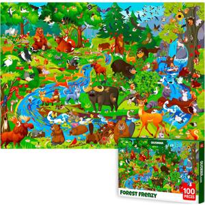 2 x QUOKKA 100 Piece Puzzles for Kids Ages 6-8  Intricately Illustrated Forest Animals Puzzle for Kids Ages 8-10  Educational Busyland Game Packed with Visual Details for Boys and Girls
