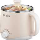 Dezin Electric Pot, 1.6L Ramen Cooker, Hot Pot Electric Stainless Steel, Multifunctional Cooker for Egg, Pasta, Soup, Porridge, Oatmeal with Temperature Control and Keep Warm Function (1.7 Quarts, Beige)
