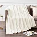 BEDELITE Fleece Throw Blanket for Couch  3D Ribbed Jacquard Soft and Warm Decorative Fuzzy Blanket  Cozy, Fluffy, Plush Lightweight Cream Throw Blankets for Bed, Sofa, 50x70 inches