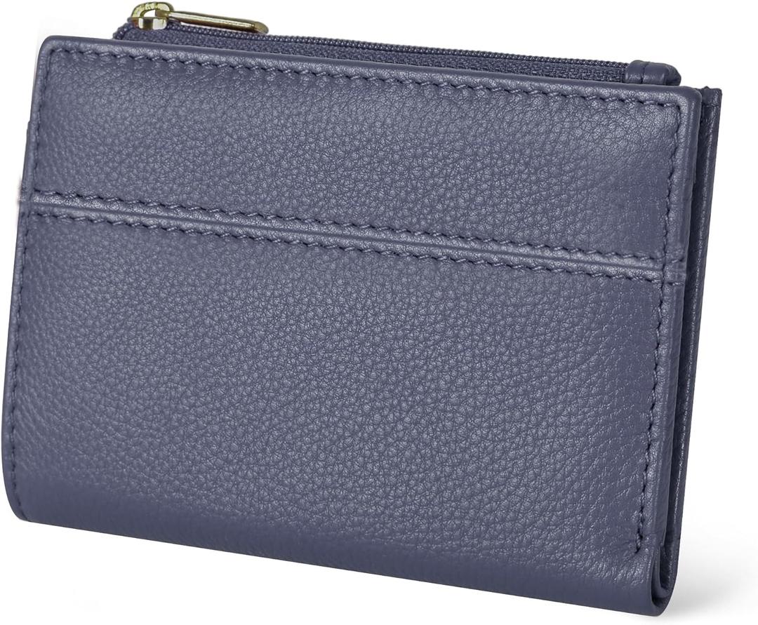 Wallet For Women Full Grain Leather - Small RFID Coin Purse Credit Card & ID Holder for Ladies,Bifold Wallets for Teenager (Nappa Blue)