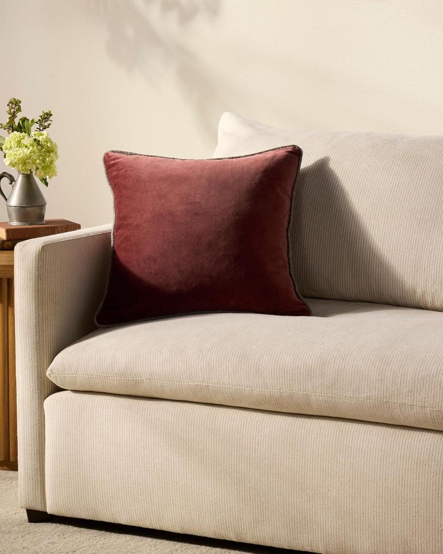 Loloi Chris Loves Julia Liza Collection PCJ0020 Wine 18'' x 18'' Cover Only Pillow Loloi Chris Loves Julia Liza Collection PCJ0020 Wine 18'' x 18'' Cover Only Pillow