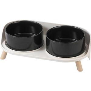 Elevated Ceramic Dog Bowl Set - Double Dog Feeding Bowls with Stand Splash Proof - Raised Dishes for Food and Water - Ideal for Small to Medium Dogs -  2 x 850 ml 28.74 oz