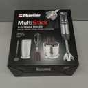 Mueller Multistick 5-in-1 Immersion Blender Handheld, 12 Speed Hand Mixer - Turbo Boost, Heaviest Duty Copper Motor, Titanium Blades Hand Blender, Milk Frother Wand, Whisk, Beaker, Chopper, Grey (Gray)