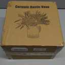 Quoowiit Ceramic Rustic Farmhouse Vase, Distressed Decorative Flower Vase for Home Decor, Ideal Shelf Decor, White Boho Vase for Living Room Bedroom Kitchen Office Decor Centerpiece Table Decorations (8 Inch)