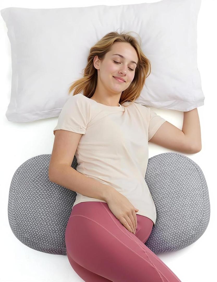 Momcozy Portable Pregnancy Pillow  W Shaped Maternity Support for Side Sleepers, Adjustable Travel Wedge Pillow for Back, Belly, and Hip Relief, Ideal for Pregnant Women, Deep Grey