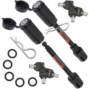 AC-DK 2 Pack Trailer Hitch Locks, 1/2" Dia 3-1/2" Long Pin, Fits Class I,II Receiver, 6 Keys,10 O-Rings,2 Safety Clips,Anti-Theft,Waterproof，Keyed Alike Hitch Pin Lock for Tow Truck,Bike, Car, Boat