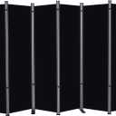 RANTILA 6 Panel Room Divider, 6 FT Folding Privacy Screen with Wide Feet, Freestanding Partition for Room Separation, Portable Room Divider Panel, 133" W x 71" H, Black