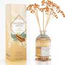 MIZZEO Reed Diffuser Set, Warm Cinnamon 6.76 fl oz Highly Scented Room Diffuser Home Fragrance Essential Oil Reed Flower Diffuser, House Bedroom Office Decor & Gifts