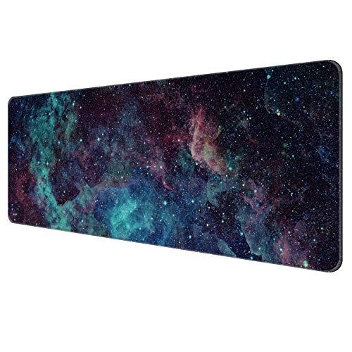 Dynippy Thin Extended Gaming Mouse Pad （31.5 * 11.8 * 0.08 inch） with Stitched Edges Large , Long XXL Keyboard and Mouse pad Desk Mat for Gaming Office & Home - Galaxy Space