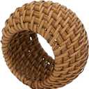 Saro Lifestyle Avignon Collection Woven Rattan Napkin Ring (Set of 4), Caramel