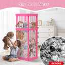 Stuffed Animal Zoo Wood, Large Stuffed Animal Storage Plushies Storage, Pink Toy Storage Organizer for Kids Room Nursery Play Room Bedroom