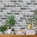 Guvana 17.3"×197" Brick Peel and Stick Wallpaper Grey Brick Contact Paper Self Adhesive Wallpaper 3D Textured Brick Wallpaper Vintage DIY Removable Wall Paper for Bedroom Living Room Decor