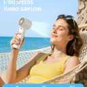 Portable Handheld Turbo Fan, 1-199 Speed Adjustable with LED Display, High-Power Motor, Rechargeable Battery, 4 IN 1 Pocket Design Mini Fans for Indoor/Outdoor/Travel/Work, White