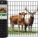 Gisafai 48in x 100ft Welded Wire Fence, 2 Inch x 4 Inch 16 GA, Galvanized Metal Garden Fence Roll Wire Mesh Netting for Goat Deer Cattle Animal Enclosures and Yard Vegetable Plant Protection,Black