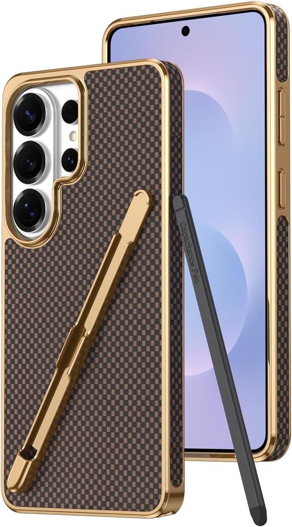 Designed for Samsung Galaxy S26 Plus case case Simple Style with Stylus Fingerprint-Resistant Anti-Fall Protective Cases,Brown