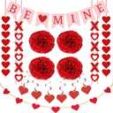 RAWILL Valentines Day Decorations Set, Hanging Heart Swirls,BE Mine Banner, Love XO and Red Felt Heart Wooden Beads Garlands Banner,for Home,Classroom,Office,Wedding and Party