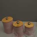 3 Pack Pink Kitchen Canister Set Metal Tea Coffee Sugar Jar Container with Bamboo Airtight Lids Food Storage Containers for Bar Counter Farmhouse Kitchen Decor 6, 12, 24 oz