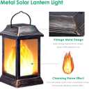 TomCare Solar Lights Metal Flickering Flame Solar Lantern Outdoor Hanging Lanterns Lighting Heavy Duty Solar Powered Waterproof LED Flame Lights for Patio Garden Christmas Decorations, 2 Pack (Bronze)