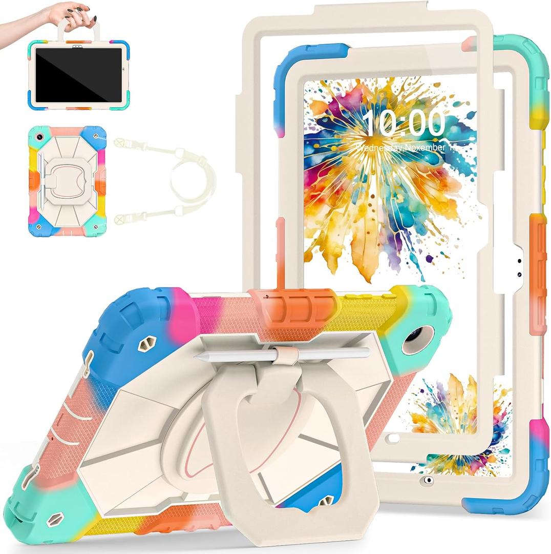 Case for Samsung Galaxy Tab A9+/ A9 Plus Case 11" 2023 (SM-X210/X216/X218) with Screen Protector/360 Rotating Stand,Military Grade Shockproof Cover for Galaxy Tab A9 Plus Cases (Colorful)