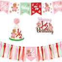 1/2 Birthday Christmas Half Birthday Decorations - Christmas It's My 1/2 Bday Banner Glitter Cake Topper Tassel High Chair Banner & Cone Hat Halfway to One Boy Girl Party Supplies (Red)