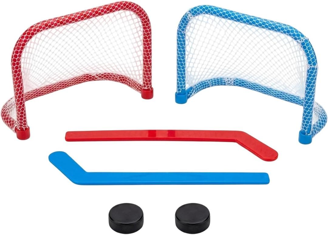 6PCS 6inch Desktop Hockey Game for Indoor Play, 2-Mini Hoc-Key Sets, 2-Mini Hockey Stick and 2-Mini Hockey Net,Plastic Construction with Compact Design