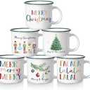 Pickmesh Christmas Coffee Mug Set of 6, Festive Holiday Designs with Nutcracker, Tree Prints – 12 oz Ceramic Enamel Cups for Hot Cocoa, Tea, and Seasonal Beverages – Dishwasher & Microwave Safe