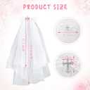 Girls First Communion Veil Headwear, White Bow and Cross Veil For Girls First Communion Dress Up (White)