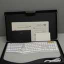 ProtoArc Backlit Bluetooth Ergonomic Keyboard, EK01 Plus Full Size Wireless Split Keyboard with Dual Bluetooth and USB, Cushioned Wrist Rest, Rechargeable, for Windows/Mac/Android, White and Silver