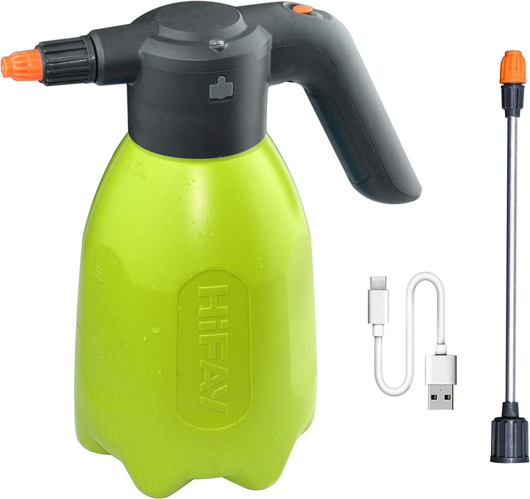 ES2-PRO Electric Spray Bottle 2L/0.5Gallon, Rechargeable Battery Powered Sprayer Spray 60 Bottles On a Single Charge, Automatic Plant Mister Pump Sprayer, Indoor Watering Can for Plants (Green)