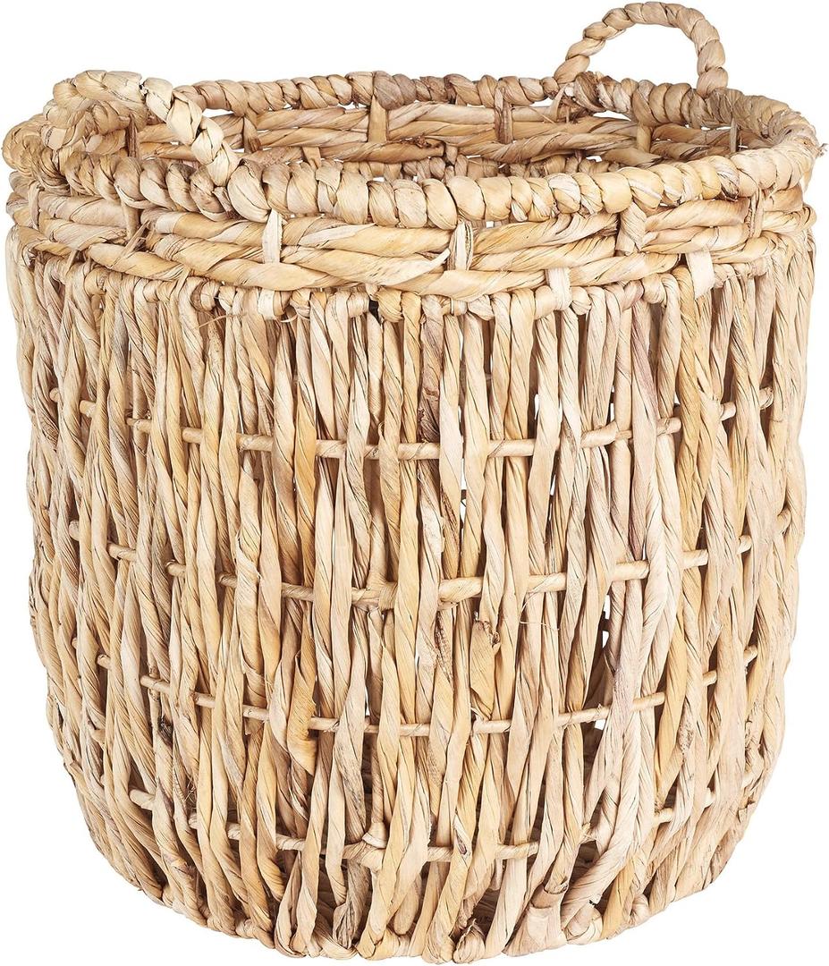 Household Essentials Brown Tall Round Wicker Storage Basket 19'' x 25''