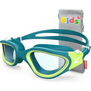 ZIONOR Kids Swim Goggles, G1MINI SE Anti-Fog Swimming Goggles for Kid Child 6-14 (A5 (Clear Lens - Greengreen))