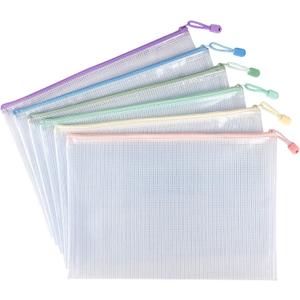 Tamaki 6 Pack Mesh Zipper Pouch Bags Waterproof Zipper Bags Durable Pouches for Organization Bag Board Game Storage, Document Bag Letter/A4