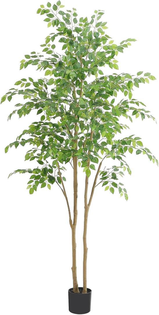 Tall UV Resistant Ficus Tree Artificial7ft(84in) Realistic Texture Potted Faux Ficus Tree Fake Trees Indoor Outdoor for Home Office Living Room Bedroom Foyer Porch Decor.