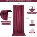 ESGOTBME 10x10ft Wrinkle Free Burgundy Backdrop Curtain for Parties Soft Fabric Drapes Wedding Curtain Backdrop for Birthday Party Decorations Background for Photography 5x10ft, 2 Panels