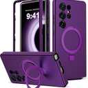 Compatible with Samsung Galaxy S25 Ultra Case with Magnetic Ring Stand [Compatible with Mag-Safe][Military Grade Drop Protection][Build in Kickstand] S25 Ultra Phone Case 6.9",Purple