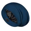 LULUSILK Mulberry Silk Lined Sleep Cap, No More Frizzy Tangled Hair, Stay On All Night Silk Hair Wrap for Sleeping with Adjustable Strap, Silk Bonnet for Women and Men, Bijou Blue, Pack of 1