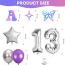 13th Birthday Decorations for Girls Iridescent In My Teenager Era Banner,Foil Balloon 13,Silver Purple Latex balloons