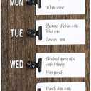 Dahey Menu Board for Kitchen Weekly Meal Planner Rustic Wood Board with Clips, Farmhouse Signs Wall Decor, Magnetic Chalkboard Display Fridge Decor, Brown, Small