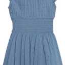 Speechless Girls' Cap Sleeve Skirt Romper (Medium, Denim)