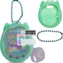 JCHPINE Silicone Case Replacement for Tamagotchi Uni, Screen Protector for Tamagotchi Uni Band Pet Accessories (Teal Silicone Case and Screen Film)