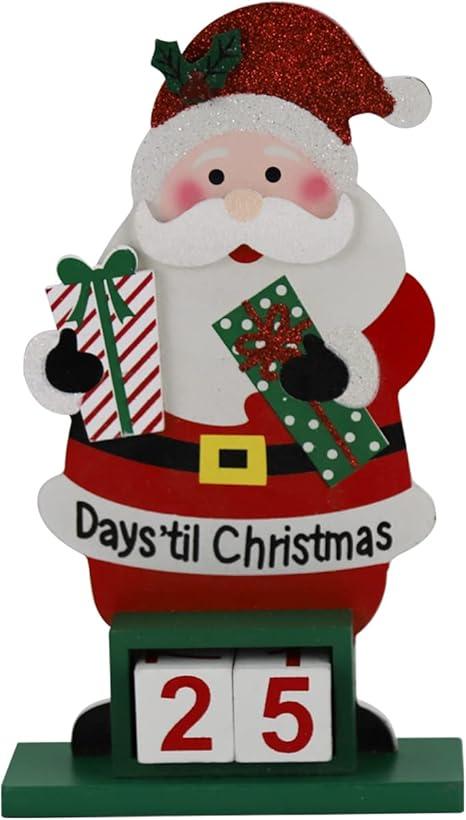 Sfozstra Christmas Advent Number Countdown Calendar,Wooden Square Number Tabletop Calendar Decoration, Santa Claus Home Office Decoration Calendar, Rotatable Square Countdown Calenda