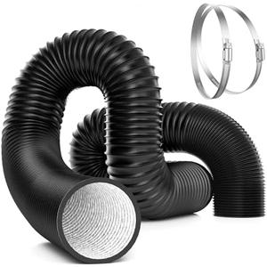 VIVOSUN Dryer Vent Hose, 4 inch Aluminum Foil Ducting, 16FT Long Heavy-Duty Dryer Hose Vent Kit for HVAC Ventilation, Exhaust, Duct Fan Systems, Black Flexible Air Duct w/ 2 Clamps
