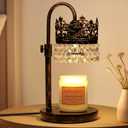 DMBOSS Candle Warmer Lamp with Timer Dimmer Adjustable Height with 2 Bulbs Crystal Candle Lamp Elegant Home Decor for Mother's Day Gift Wax Melt Warmers for Women Birthday Gift (Black Gold Brushed)